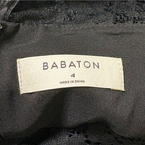 Babaton Aritzia NWT Masaki Dress Black Lace Long Sleeve Deep V-Neck Keyhole Back - Picture 7 of 10